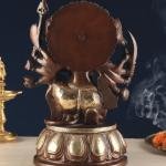 Brass Panchmukhi Hanuman Dual Tone Chola Idol | 13.5" x 9" x 7.5" (34.3 x 22.9 x 19.1 cm) | 9 kg Five-Faced Sacred Art | Heritage Murti